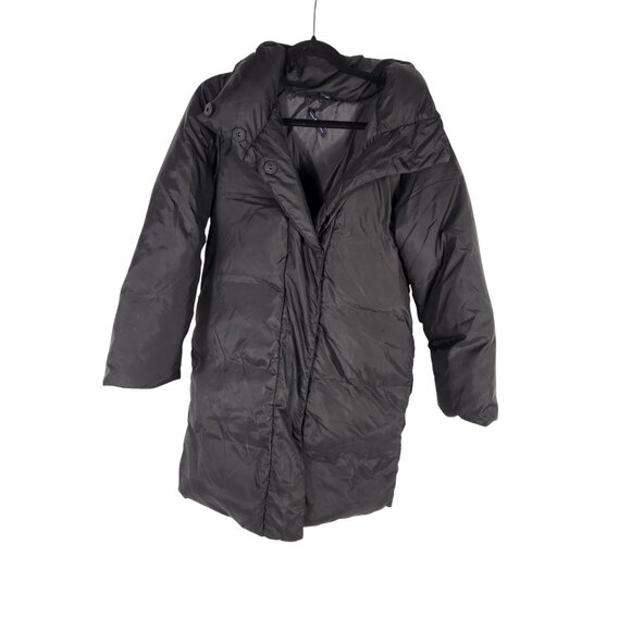 GAP Womens Full Length Down Puffer Coat Black NOTE: REPAIRED Y2K Outdoor MED - Picture 1 of 4